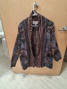 Leoniak Women's Multicolor Patterned Open-Front Tapestry Cardigan